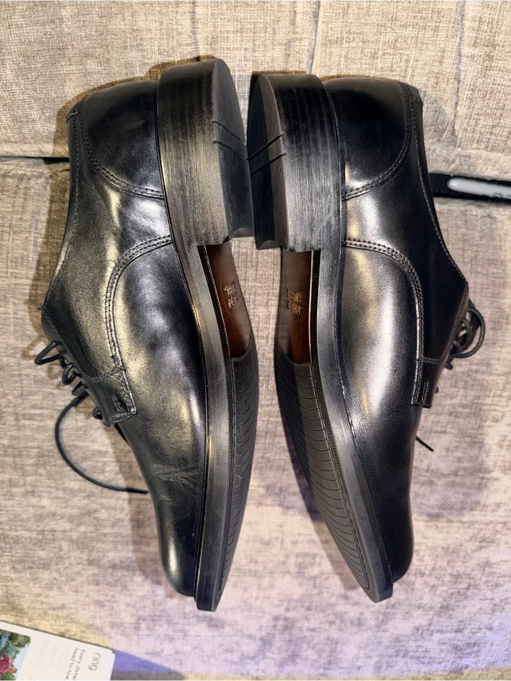 Johnston & Murphy Men’s Black Leather Plain Toe Derby Dress Shoes Size 10.5 M